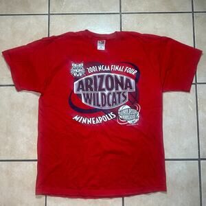 Vintage University of Arizona Wildcats 2001 Final Four Red Graphic Tee Mens XL